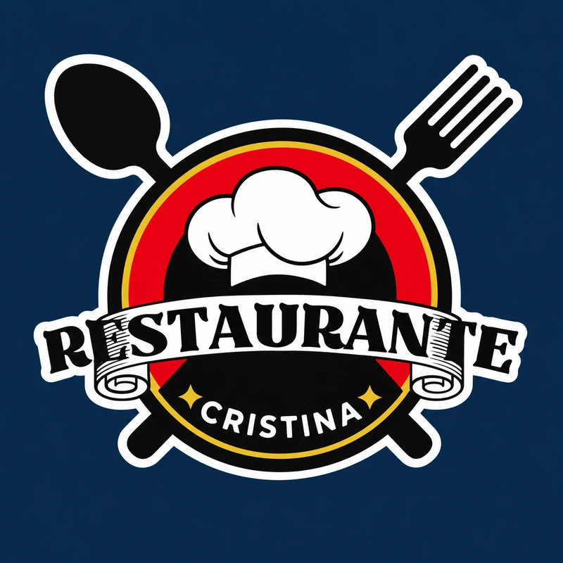Logo de Restaurante Cristina: gorro de chef, cuchara y tenedor cruzados